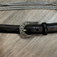 Vintage Brighton Belt Silver Black Chain Hearts Western Leather Braided Large