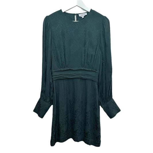 & Other Stories Gathered Floral Jacquard Dress Mini Long Sleeve Dark Green 4