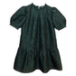 Moon River Dress Ruffled Neck Puff Sleeve Mini Green Jacquard Short Sleeve Medium