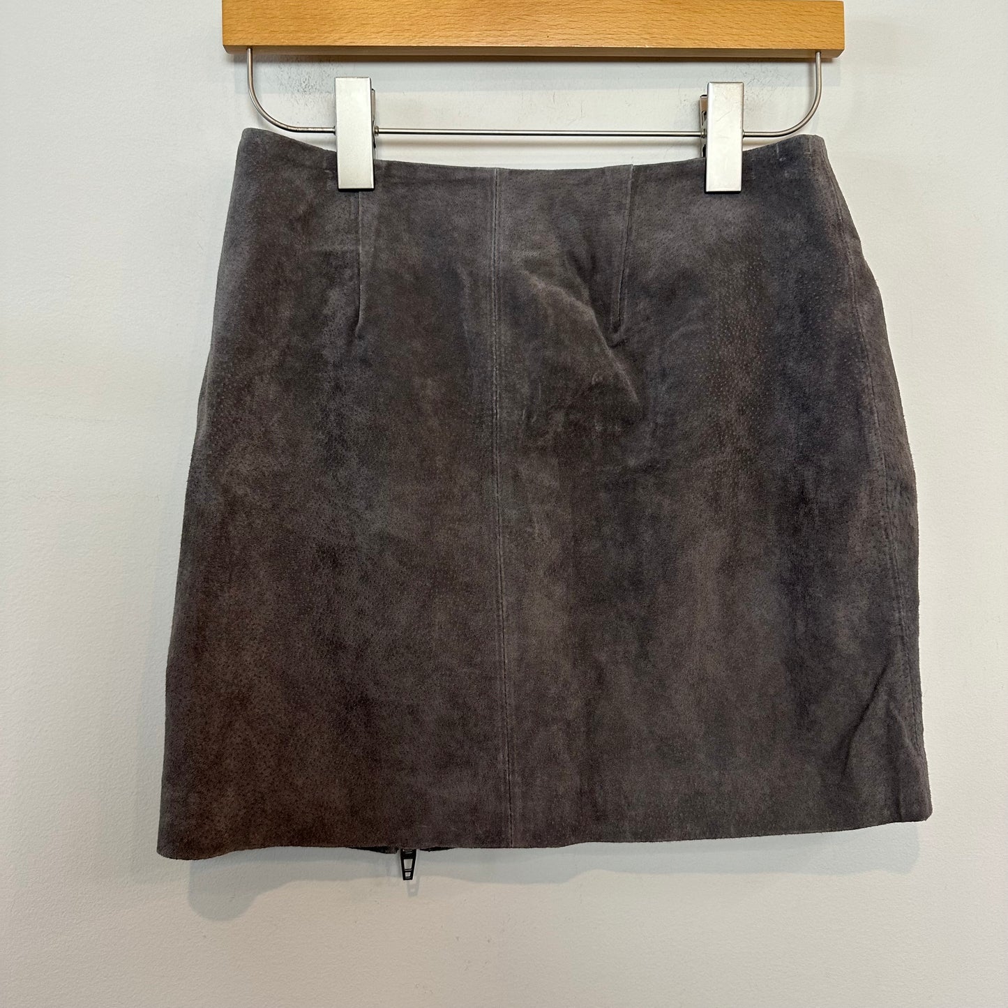 NWT Blank NYC High Altitude Leather Mini Skirt Suede Side Zip Grey 26