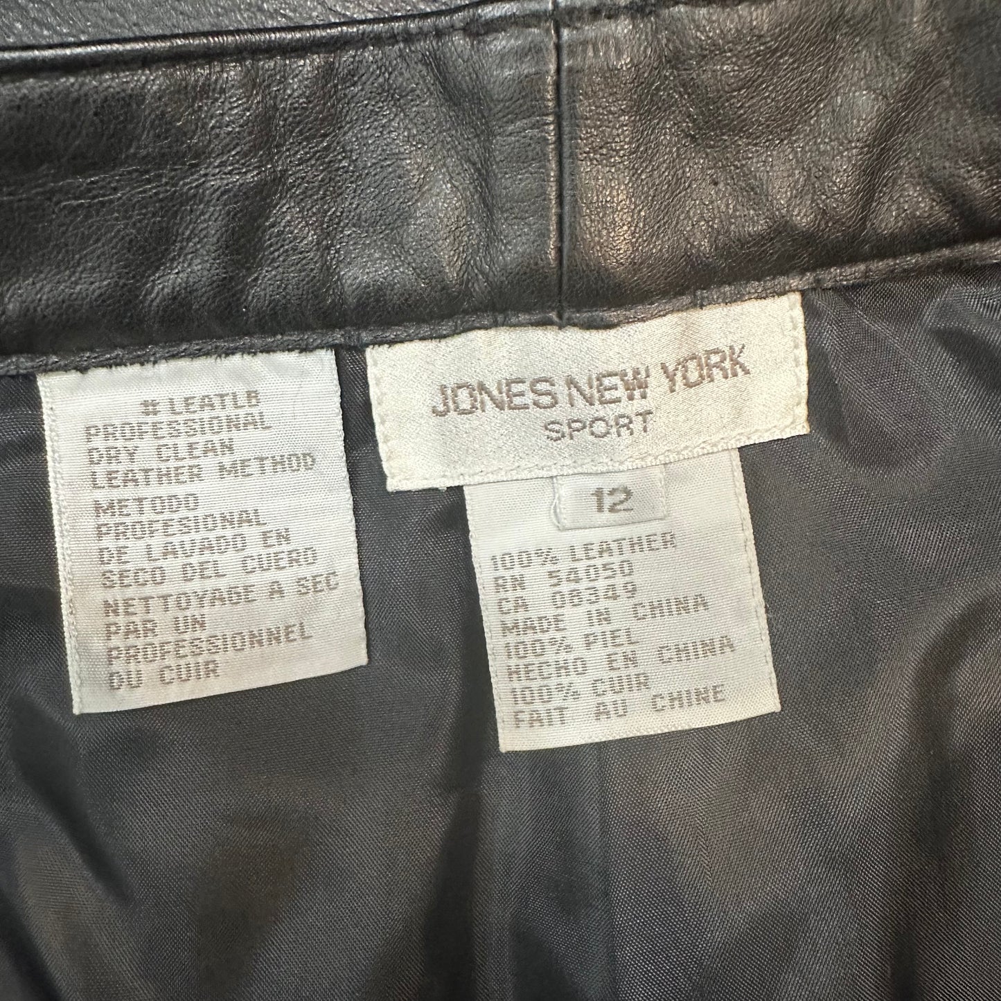 New with Tags Vintage 90s Jones New York Leather Pants High Rise Straight Black 12