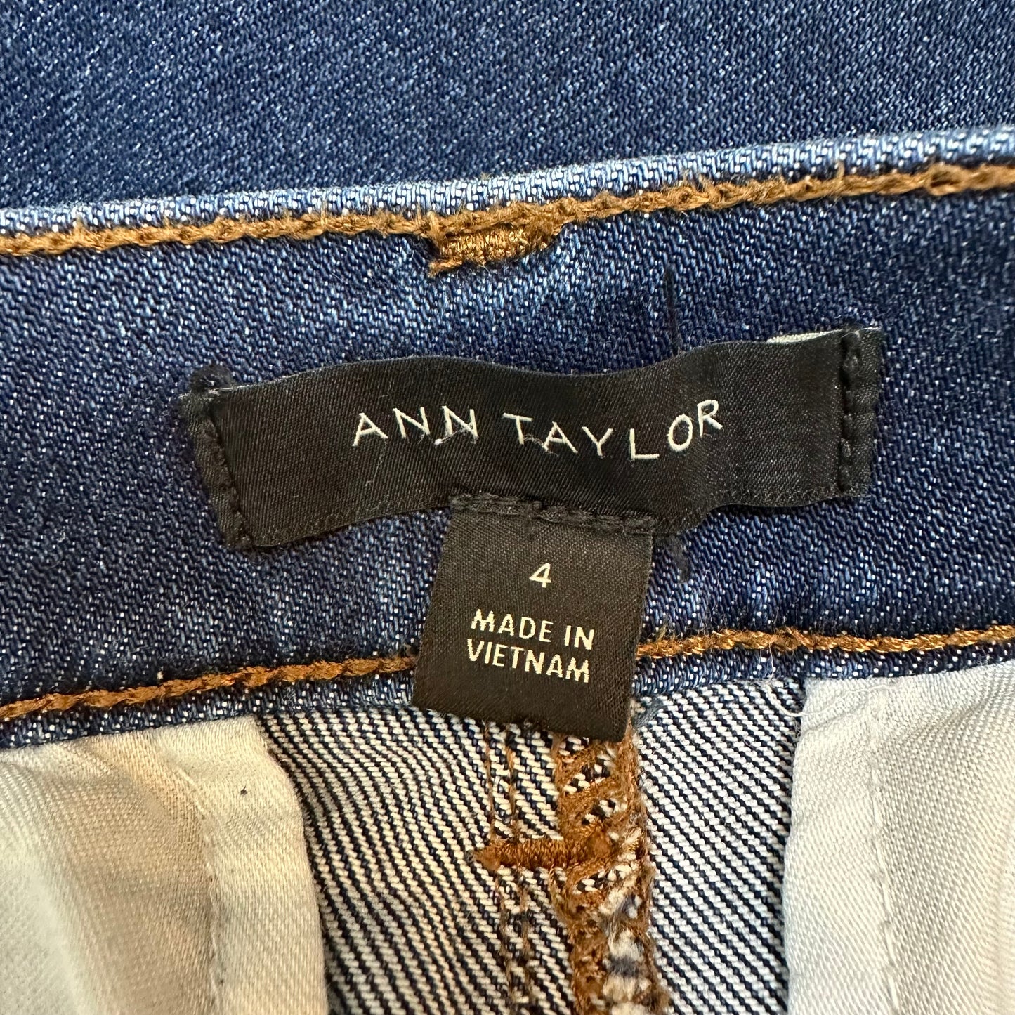 Ann Taylor The Trouser Denim Pants Jeans Wide Leg High Rise Stretch 4