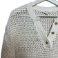 Haven Well Within Knot Stitch Henley Ivory Short Sleeve Open Chunky Knit Medium