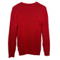 Ralph Lauren Cable-Knit Cotton V-Neck Sweater Red Silver Long Sleeve Large