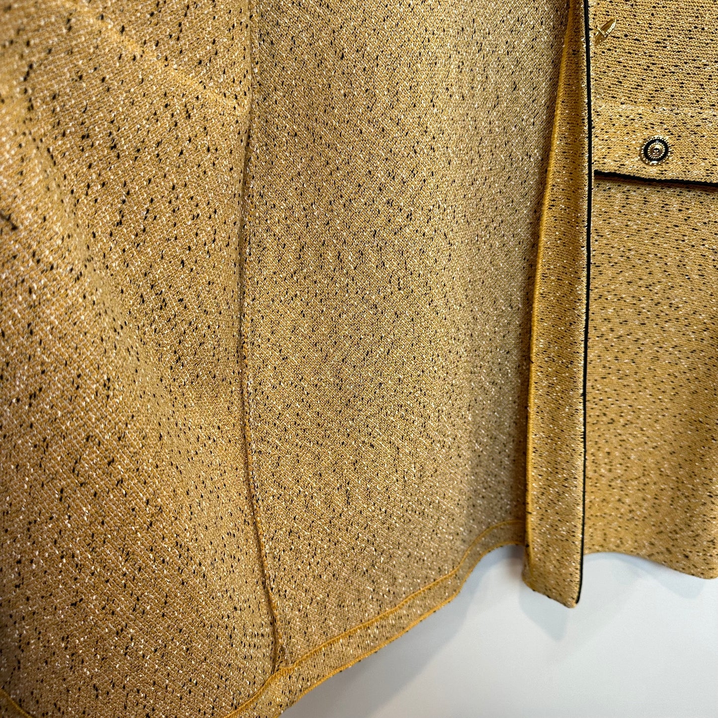 St. John Knit Blazer Jacket Long Topper Yellow Gold Tweed