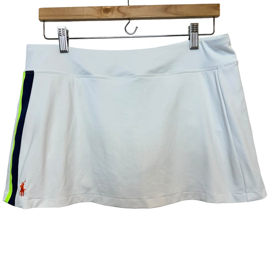 Ralph Lauren Athletic Skirt Skort White Mini Tennis Golf Side Stripe Large