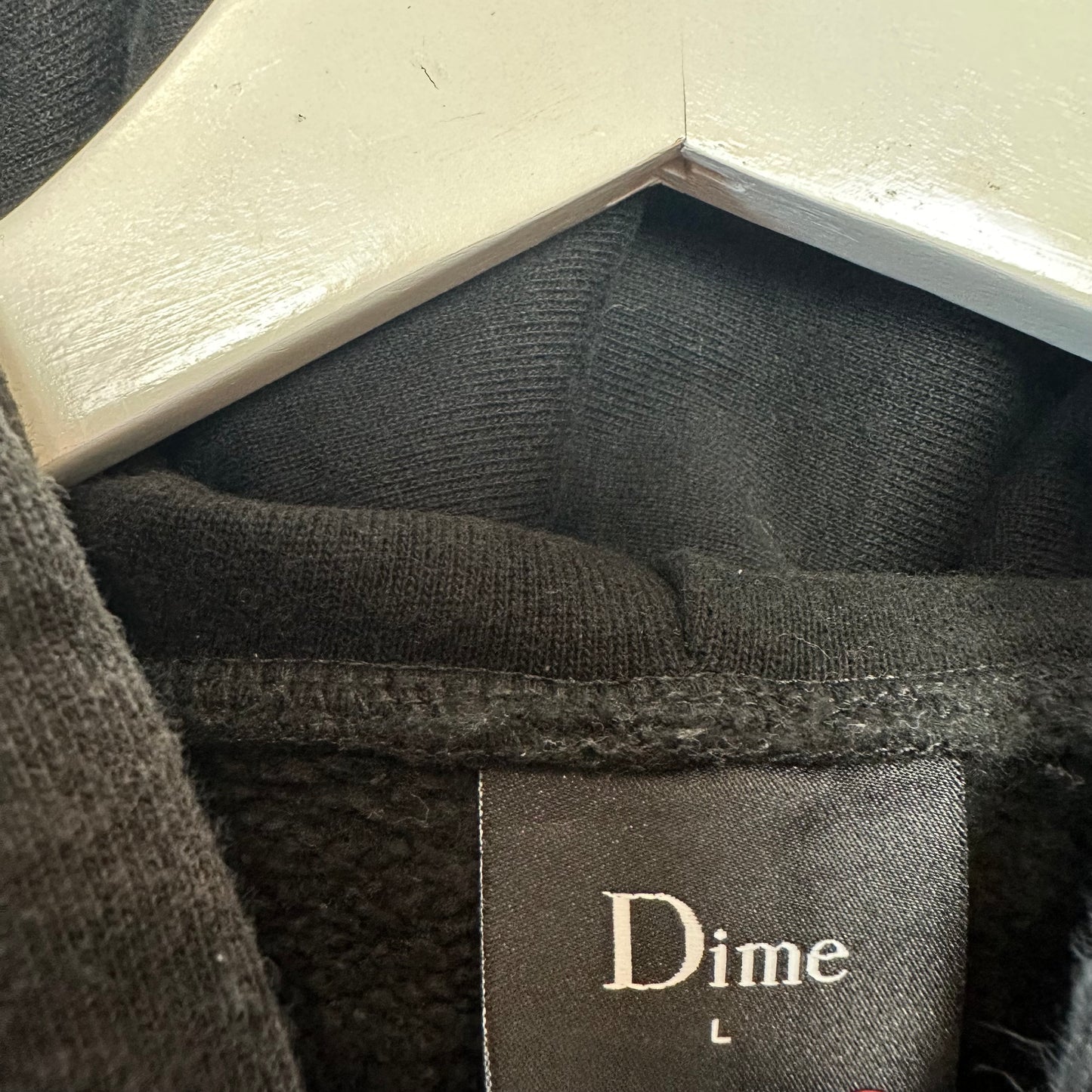 Dime Classic Small Logo Hoodie Sweatshirt Black White Cotton Large