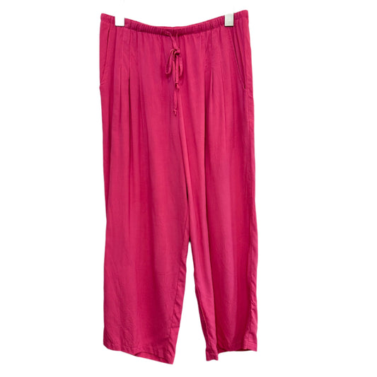 Vintage Jams World Pink Beach Pant Cropped Pants Capri Peony Pink Rayon Drawstring Small