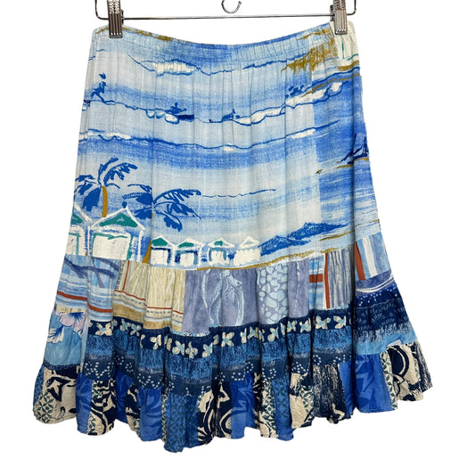 Vintage Jams World Hattie Skirt Mist Pull On Palm Trees Tropical Hawaiian Large