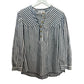 Melissa Nepton Orli Striped Blouse Top Long Sleeve Navy Linen Cotton Large