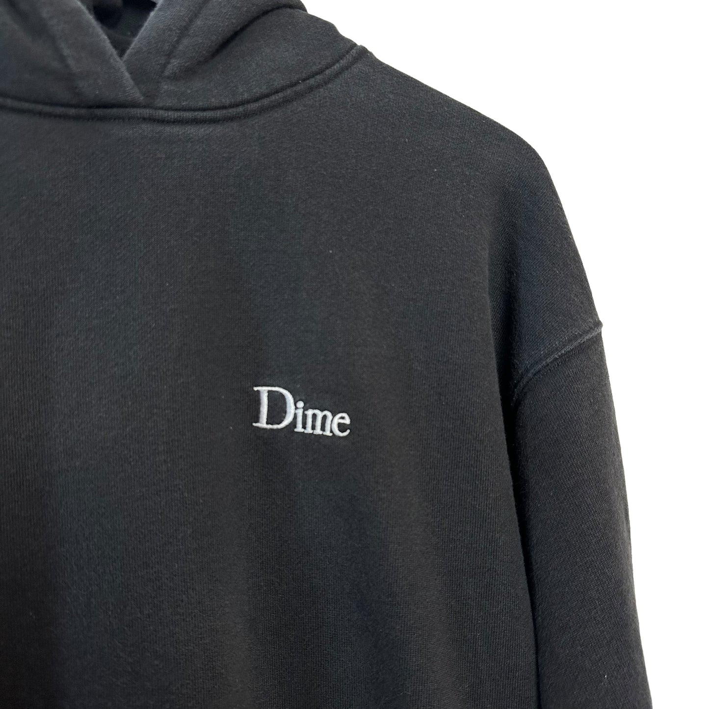 Dime Classic Small Logo Hoodie Sweatshirt Black White Cotton Large