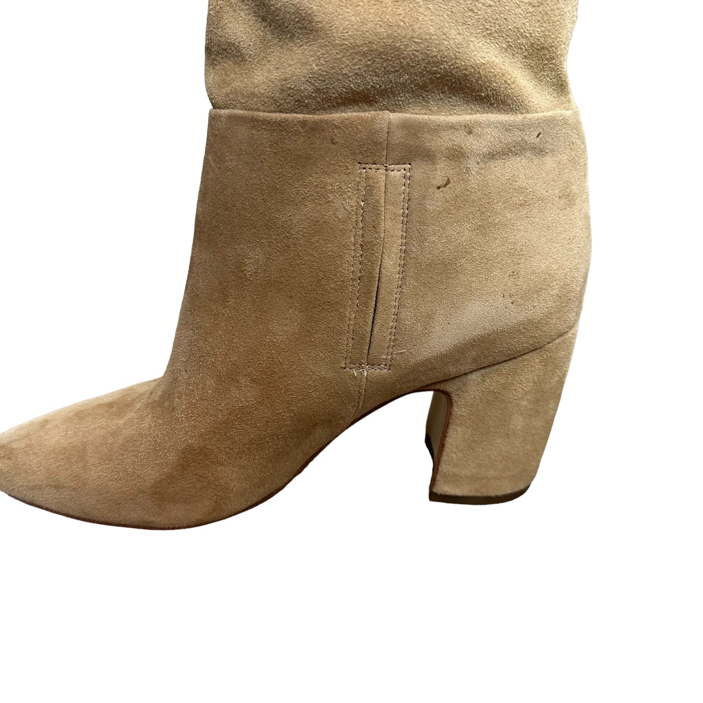 Sam Edelman Hutton  Over-The-Knee Boot Suede Tan Leather Pull On Heeled 8