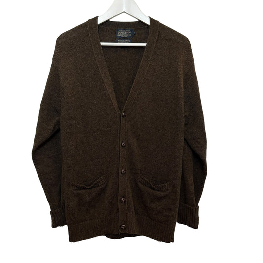 Pendleton Cardigan Sweater Brown Washable Wool Laine Lavable Medium
