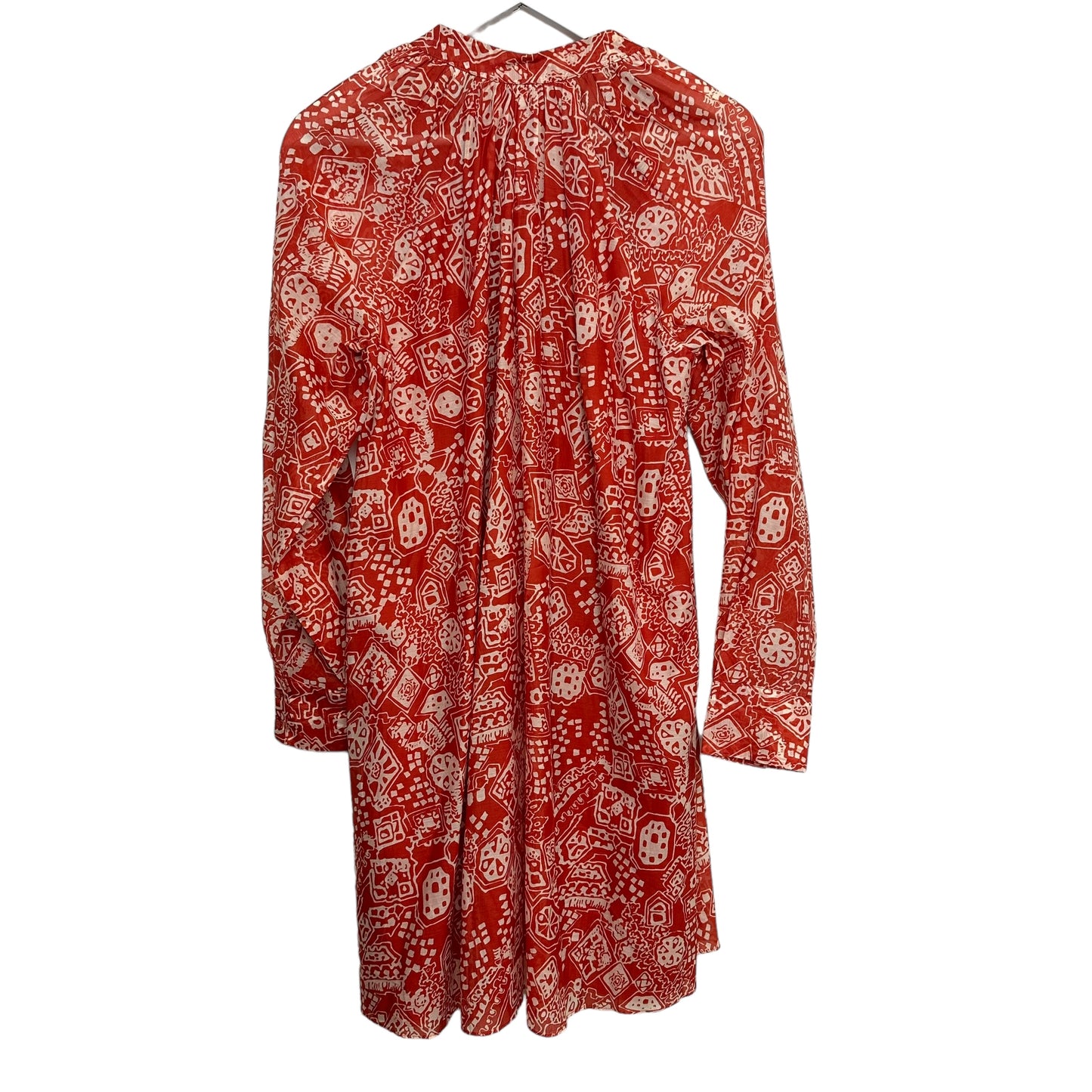 Rebecca Taylor Labyrinth Long Sleeve Shirt Dress Red Clay Floral Small