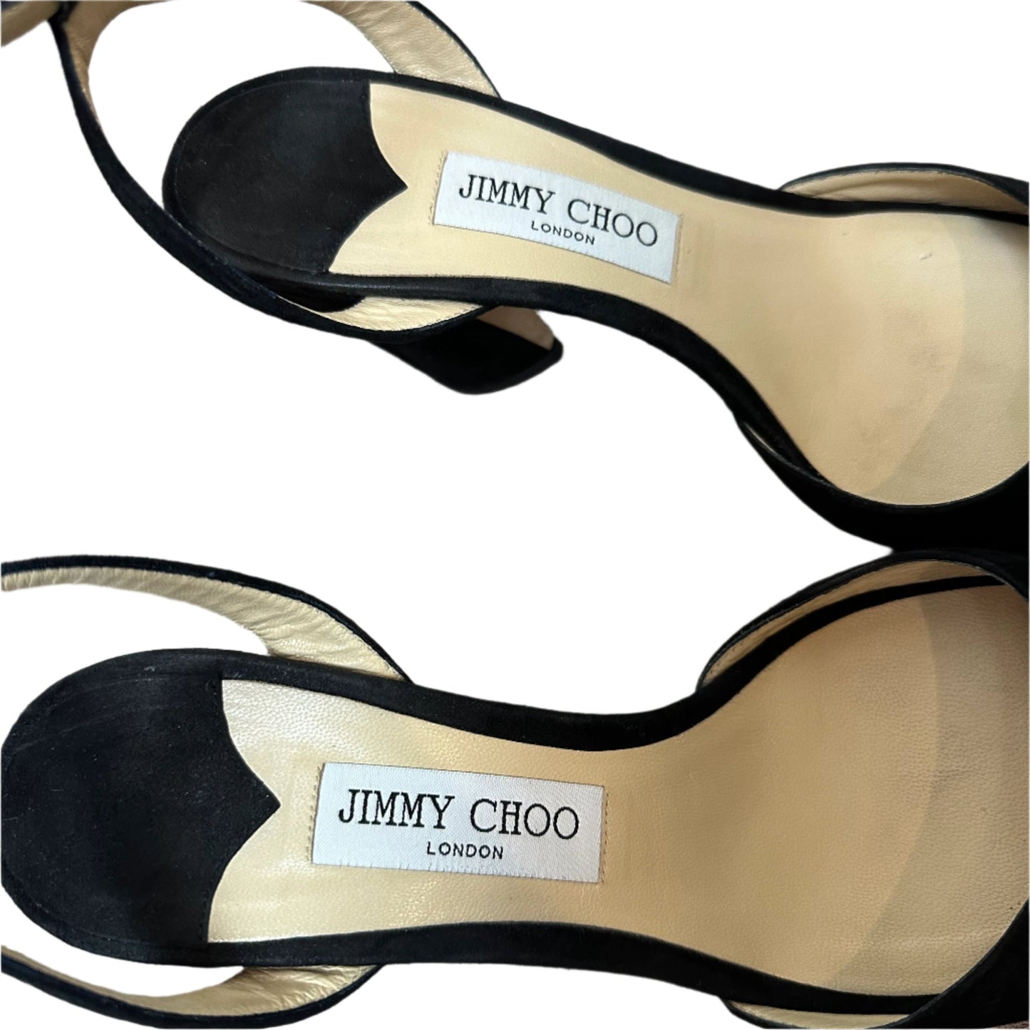 Jimmy Choo Miranda Heeled Sandals Open Toed Ankle Strap Black Suede Block Heel 41