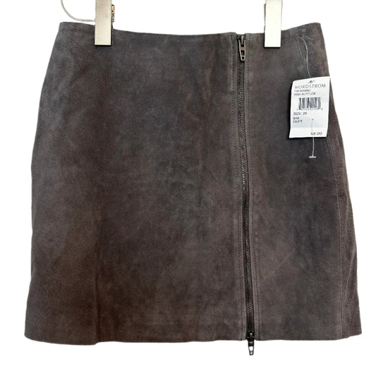 NWT Blank NYC High Altitude Leather Mini Skirt Suede Side Zip Grey 26