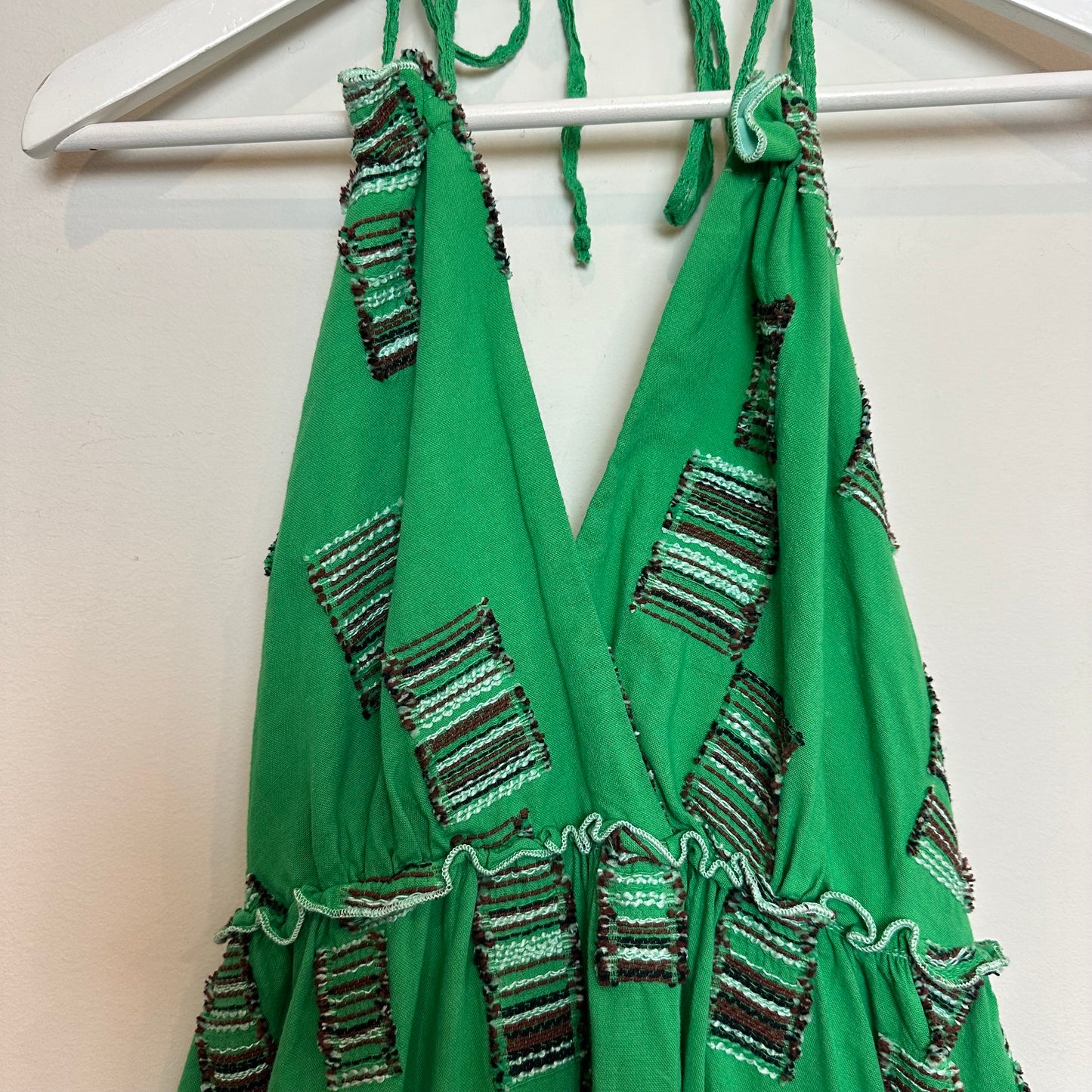 NWT Eva Franco Trixie Dress Pickwick Halter Cotton Blend Green 8