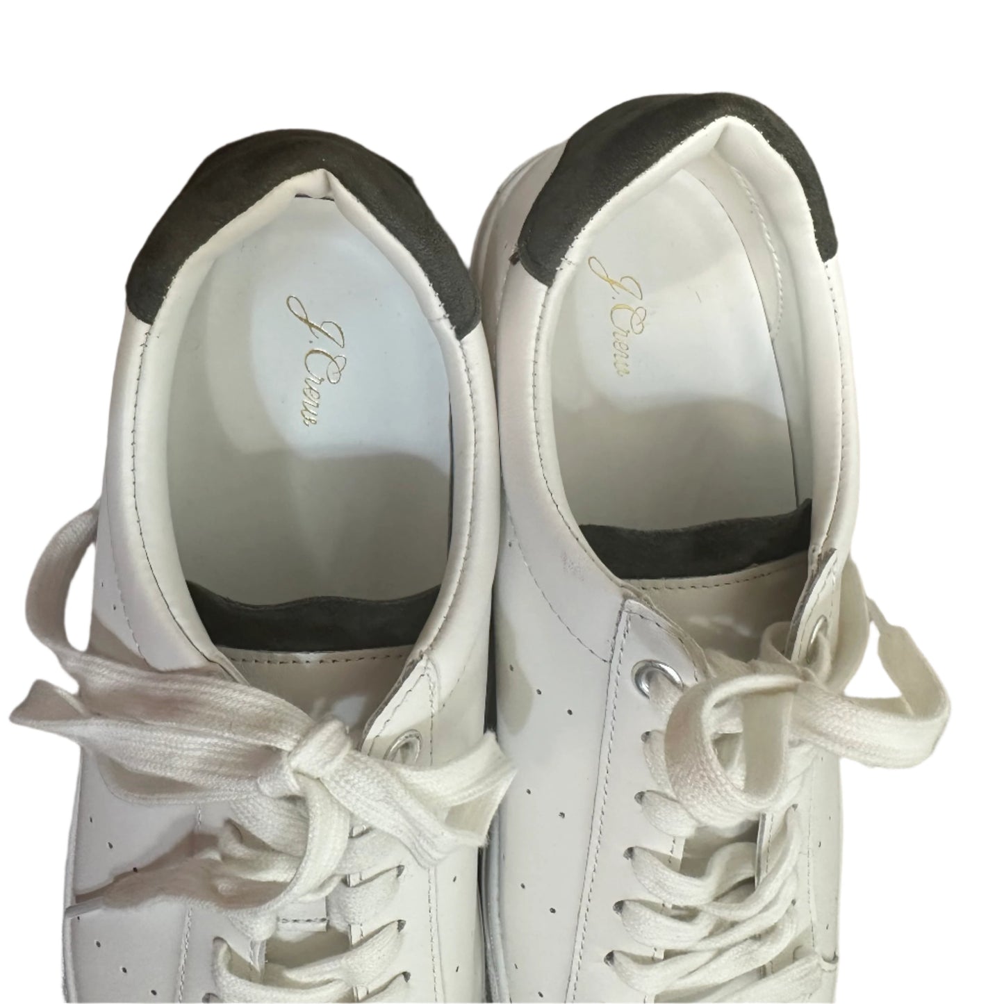 J.Crew Saturday Sneakers Leather with Suede Detail White Grey 10