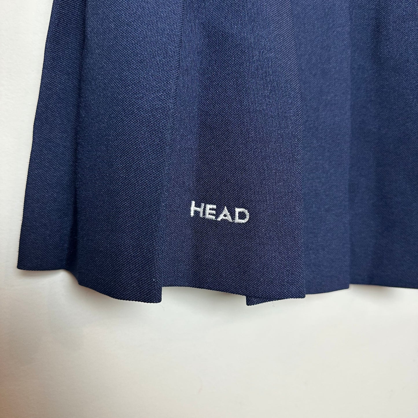 Vintage Head Pleated Mini Skirt Navy Blue 27