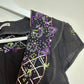 Vintage Y2K 90s Nanette Lepore Linen Blouse Peplum Black Embroidered 2