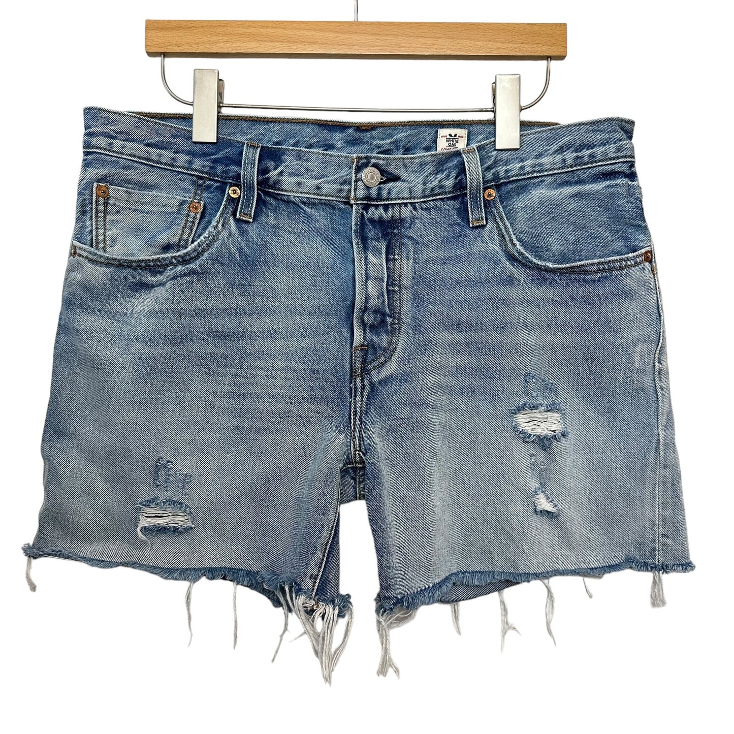 Levi's 501 CT Denim Shorts Cut Offs White Oak Cone Denim Button Fly Cotton 32