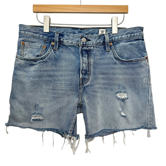 Levi's 501 CT Denim Shorts Cut Offs White Oak Cone Denim Button Fly Cotton 32