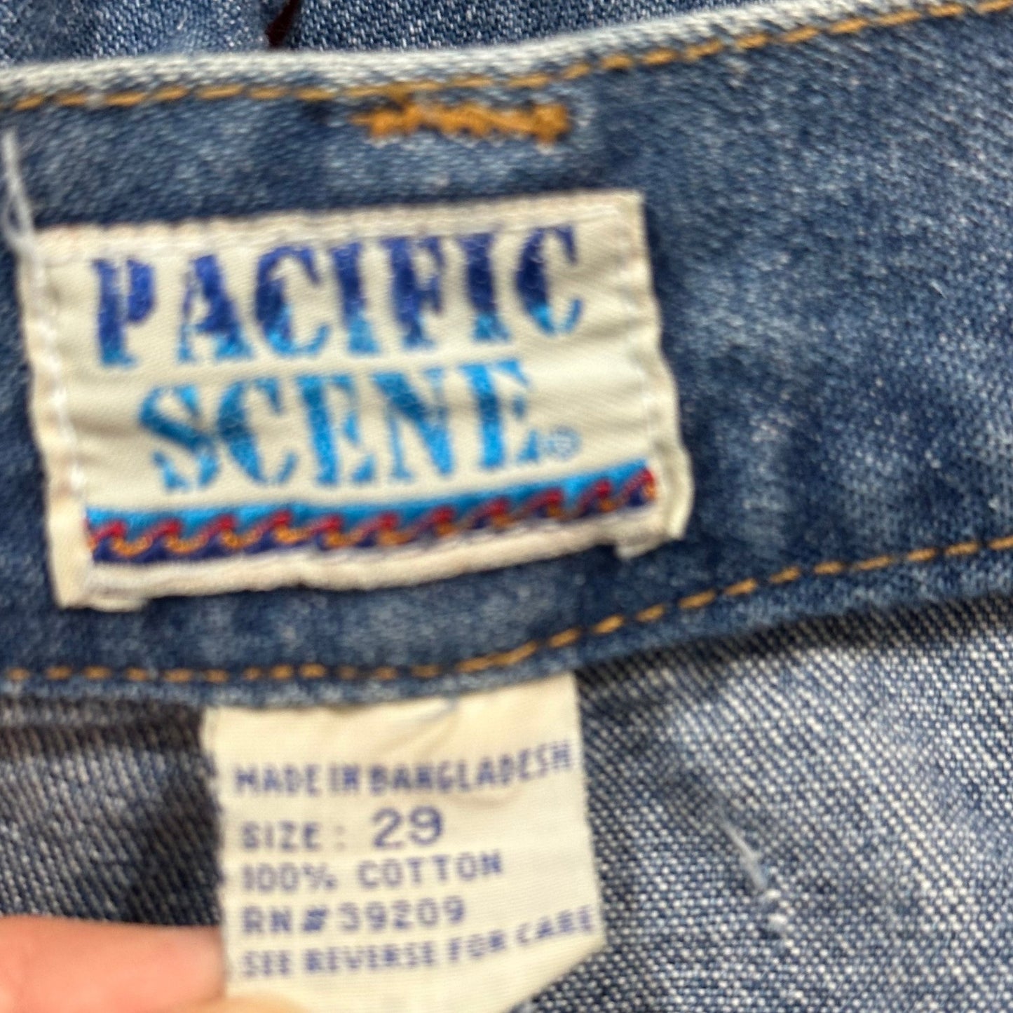 Vintage 90s Pacific Scene Long Denim Shorts Jean High Rise Bermuda Cotton 29