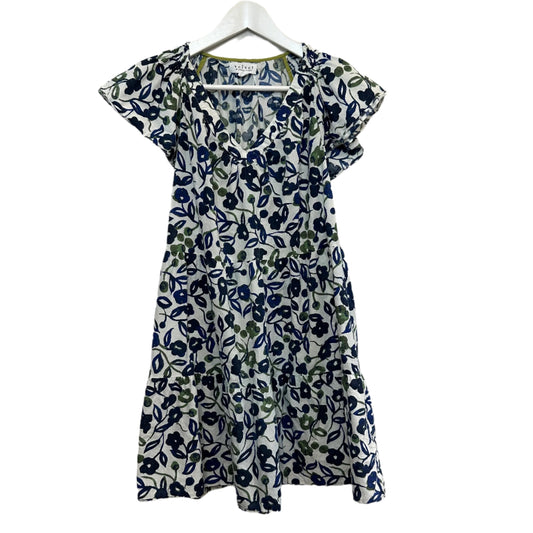 Velvet by Graham & Spencer Ivy Flutter Sleeve Dress Floral Blue Green Cotton XS