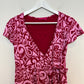 Fresh Produce Wrap Dress Wander Tearoom Red Pink Pattern Short Sleeve Small