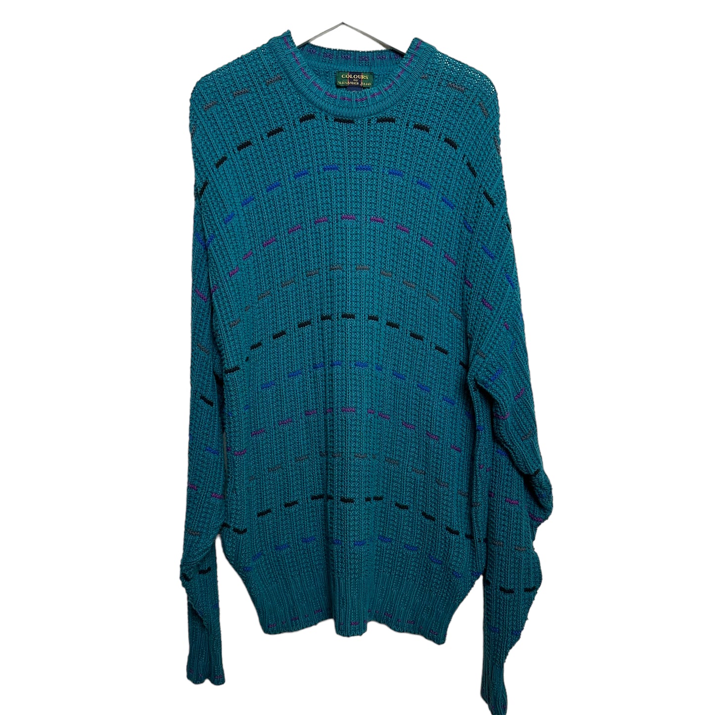 Vintage 90s Colours by Alexander Julian Chunky Knit Grandpa Sweater Crewneck Teal XL