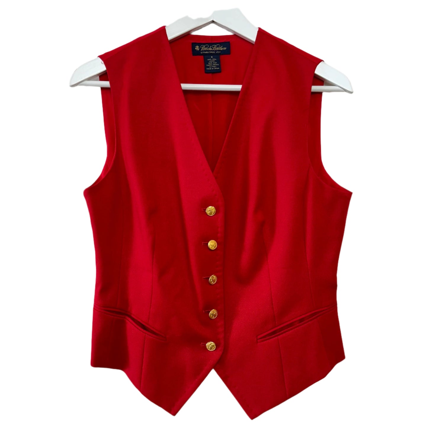 Brooks Brothers Blazer Jacket and Matching Vest Set Red Wool Silk Italy 8