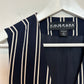 Vintage 90s Company Ellen Tracy Striped Vest Button Front Navy Blue White 4