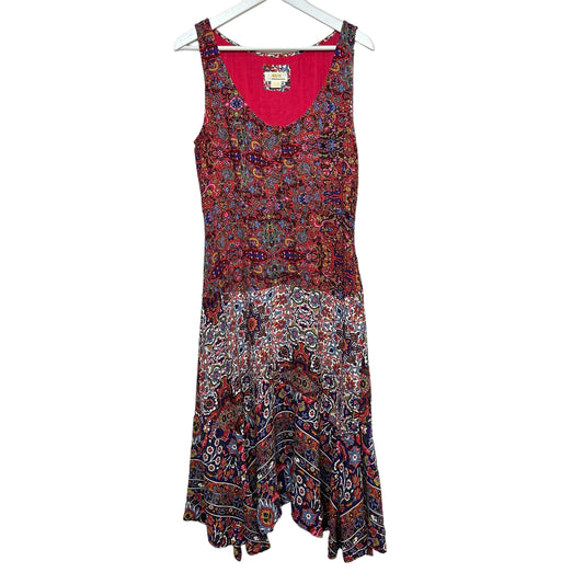 Anthropologie Maeve Violette Midi Dress Abstract Boho Handkerchief Sleeveless 10