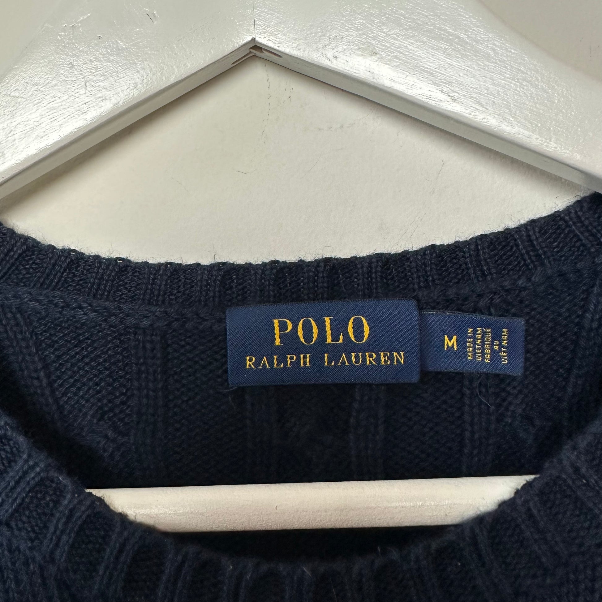 Polo Ralph Lauren Sweater Dress Cable Knit Navy Blue Long Sleeve Mediu ...