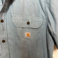 Carhartt Loose Fit Midweight Short Sleeve Shirt Button Down Collared Large Blue