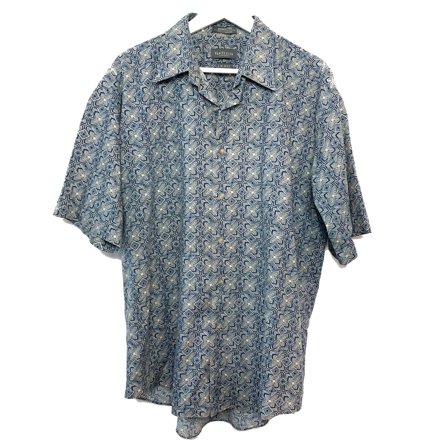 Vintage 90s Van Heusen Pattern Short Sleeve Button Down Collared Shirt Large