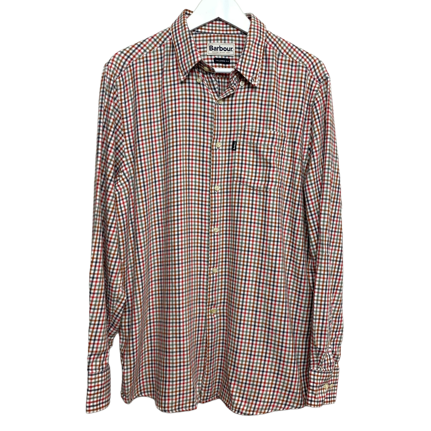 Barbour Plaid Long Sleeve Button Down Collared Shirt Flannel Large