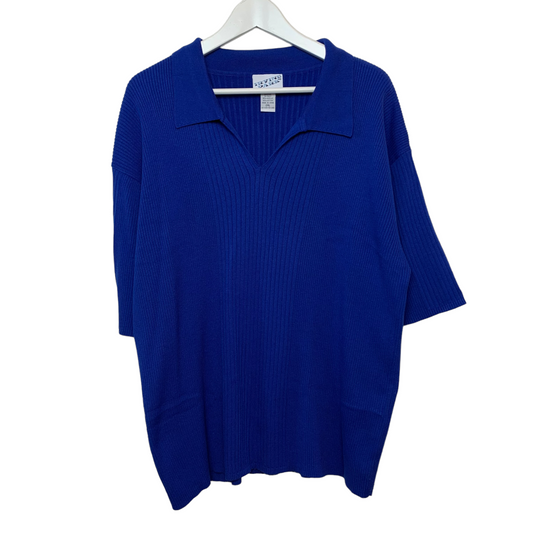 Vintage Irvine Park Knit Polo Sweater Royal Cobalt Blue 2XL