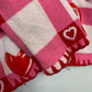 Vintage 90s Michael Simon Pink Hearts Cardigan Sweater Pink Red Checkered Valentines Small