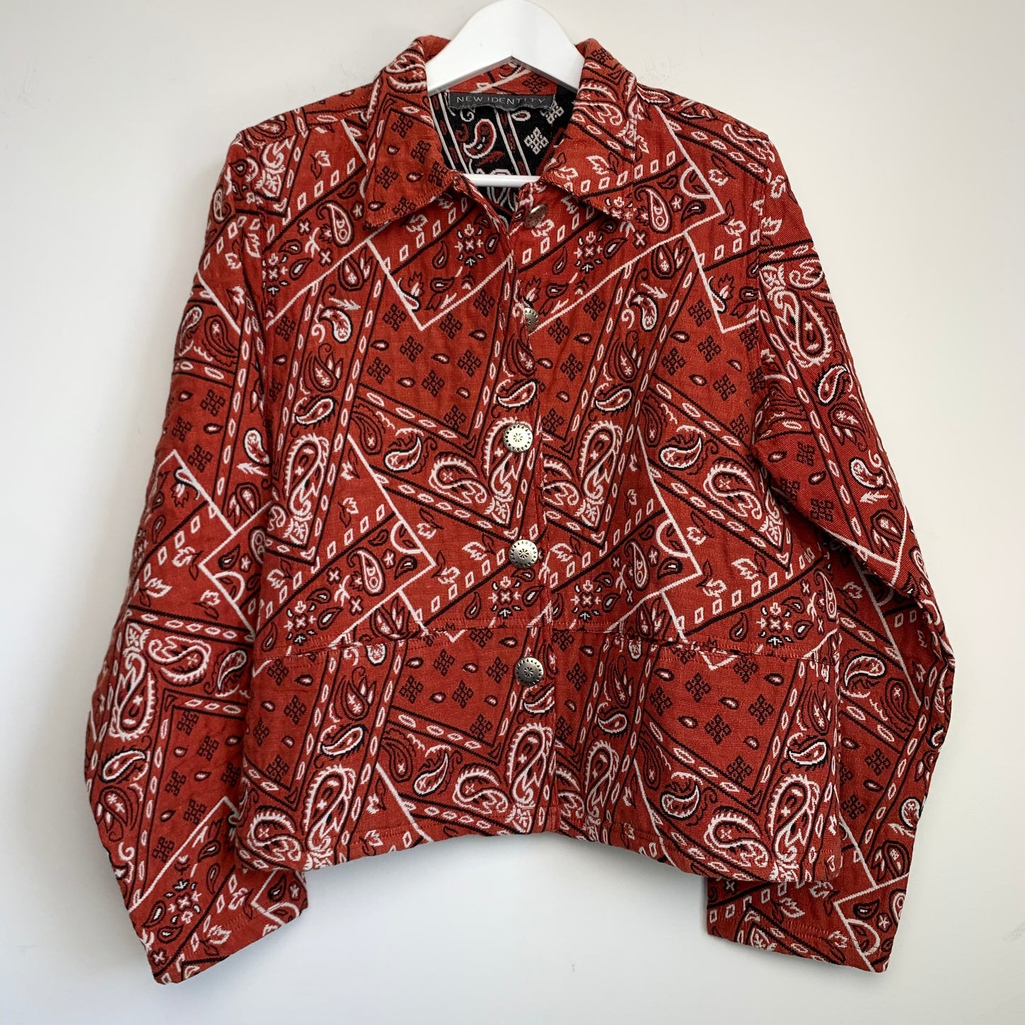 90s New Identity Tapestry Bandana Print Collared Jacket Large Western