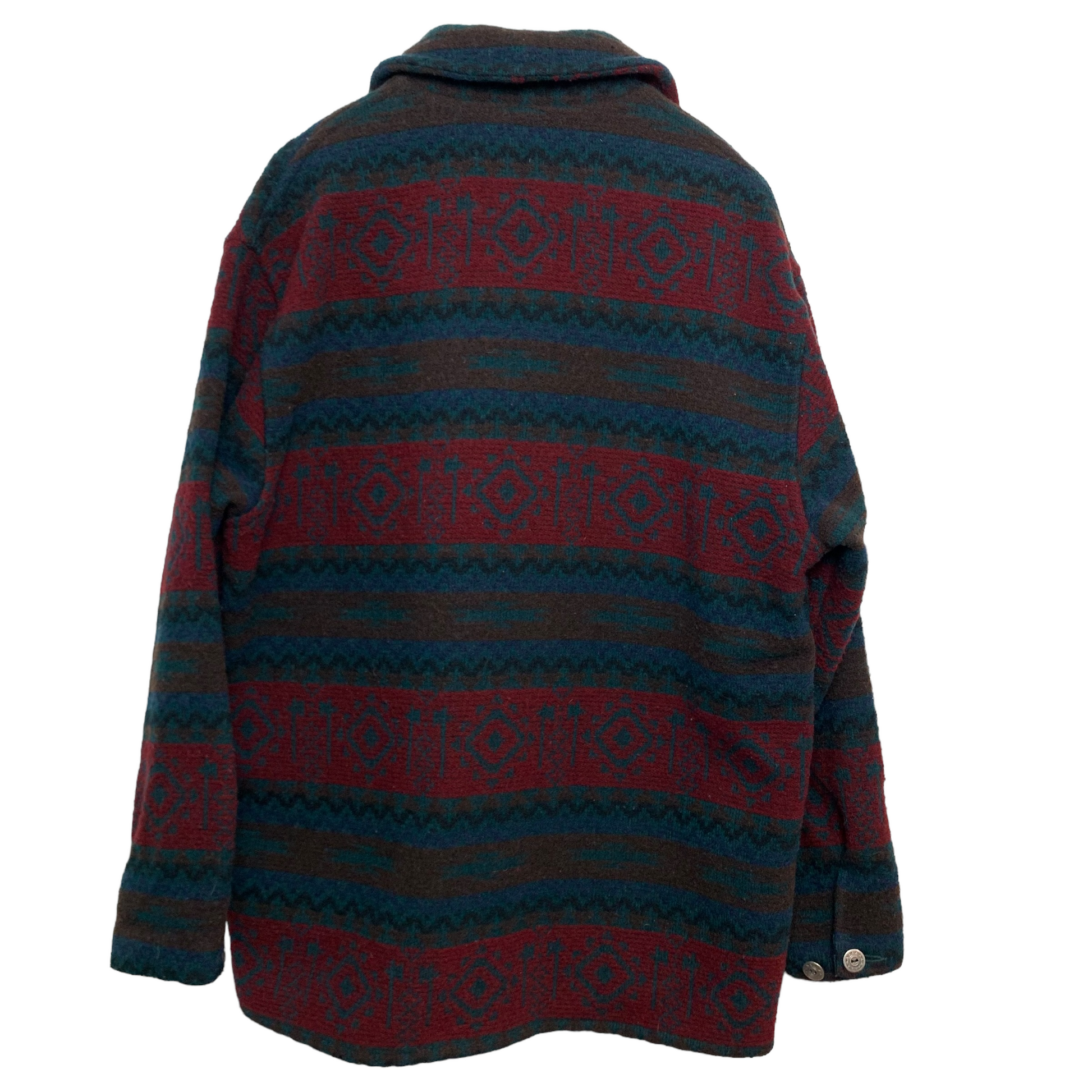 Vintage Woolrich Wool Blend Coat Medium Aztec Western Print Red