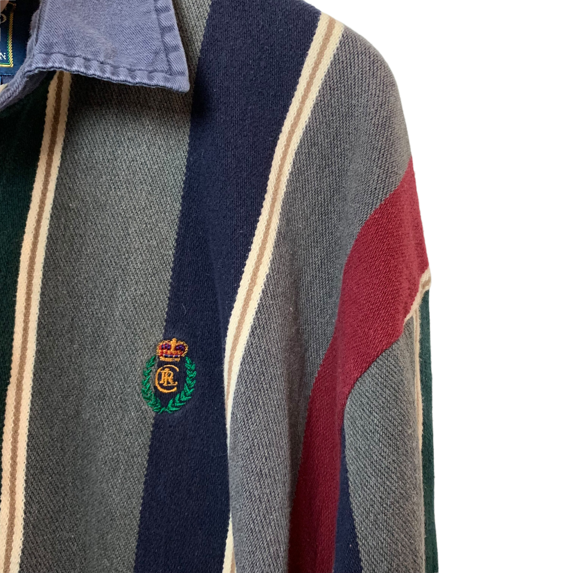 Vintage 90s Chaps X Ralph Lauren Collab Long Sleeve Striped Polo