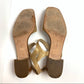 Vintage Salvatore Ferragamo tan metallic leather woven block heel sandals 9