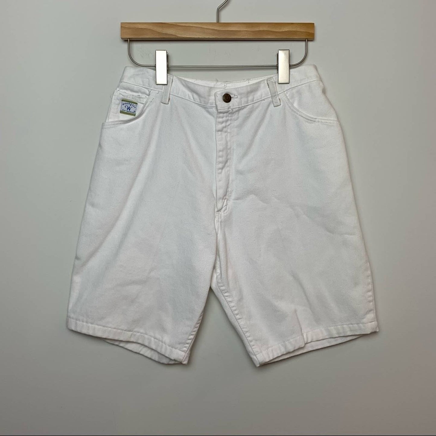 90s Wrangler High Rise White Jean Shorts 29 Inch Waist